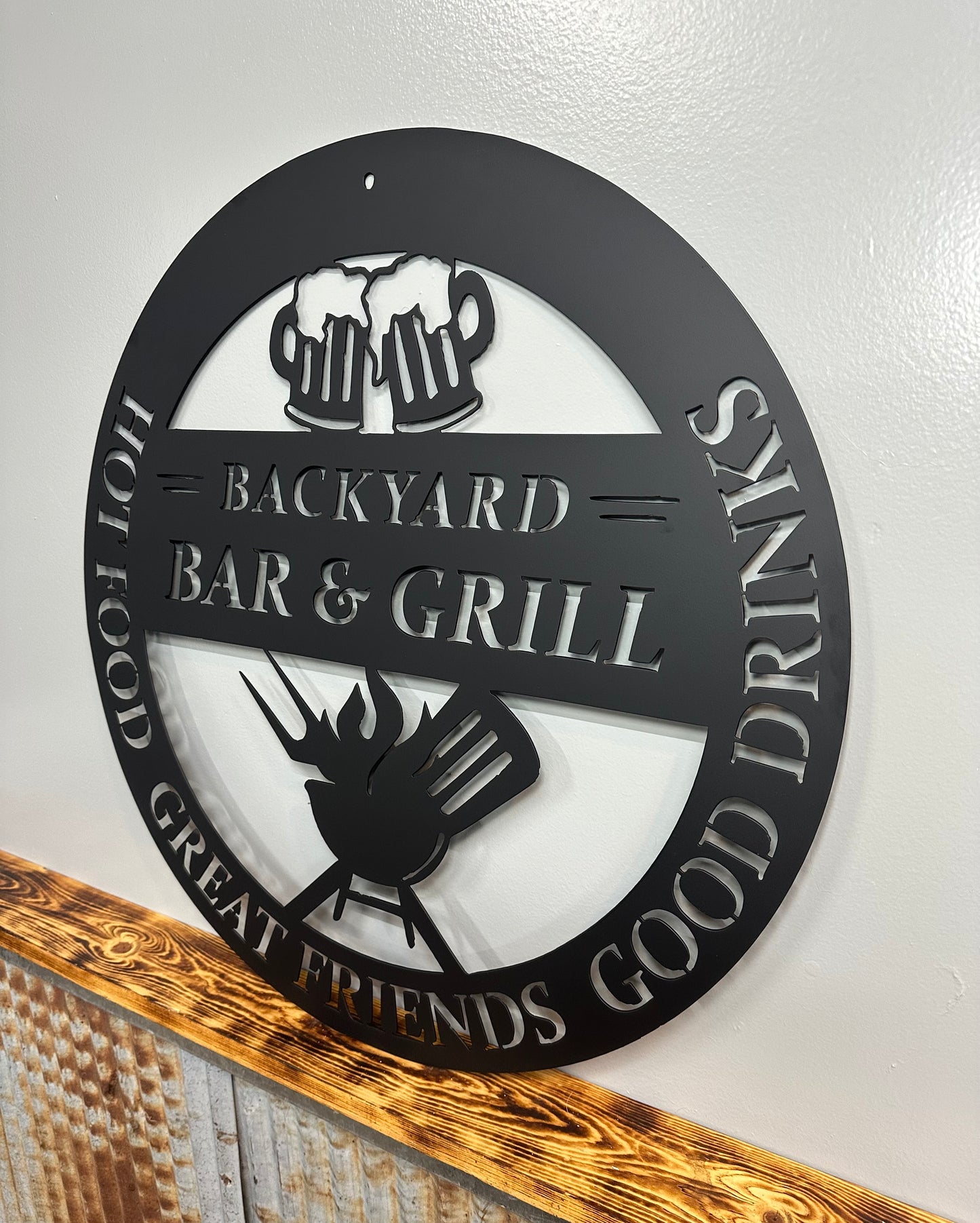 Backyard Bar Grill Drinks Metal Wall Art