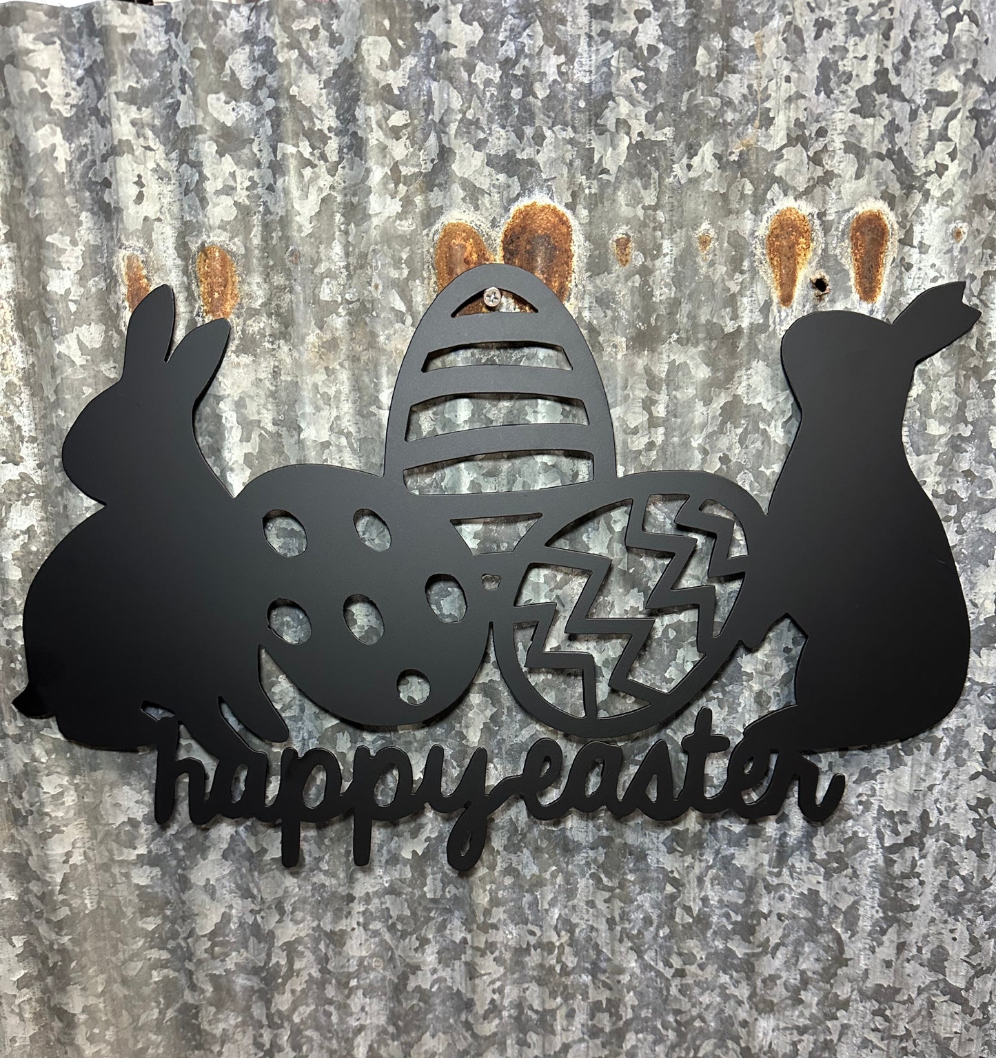 Easter Bunny and Eggs Metal Wall Art