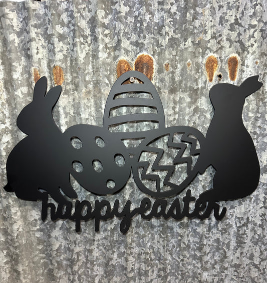 Easter Bunny and Eggs Metal Wall Art