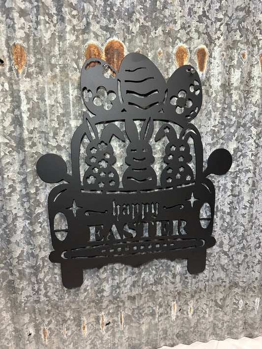 Easter Bunny in Truck Metal Wall Art