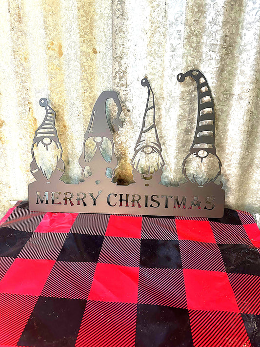 Christmas Gnomes Metal Wall Art