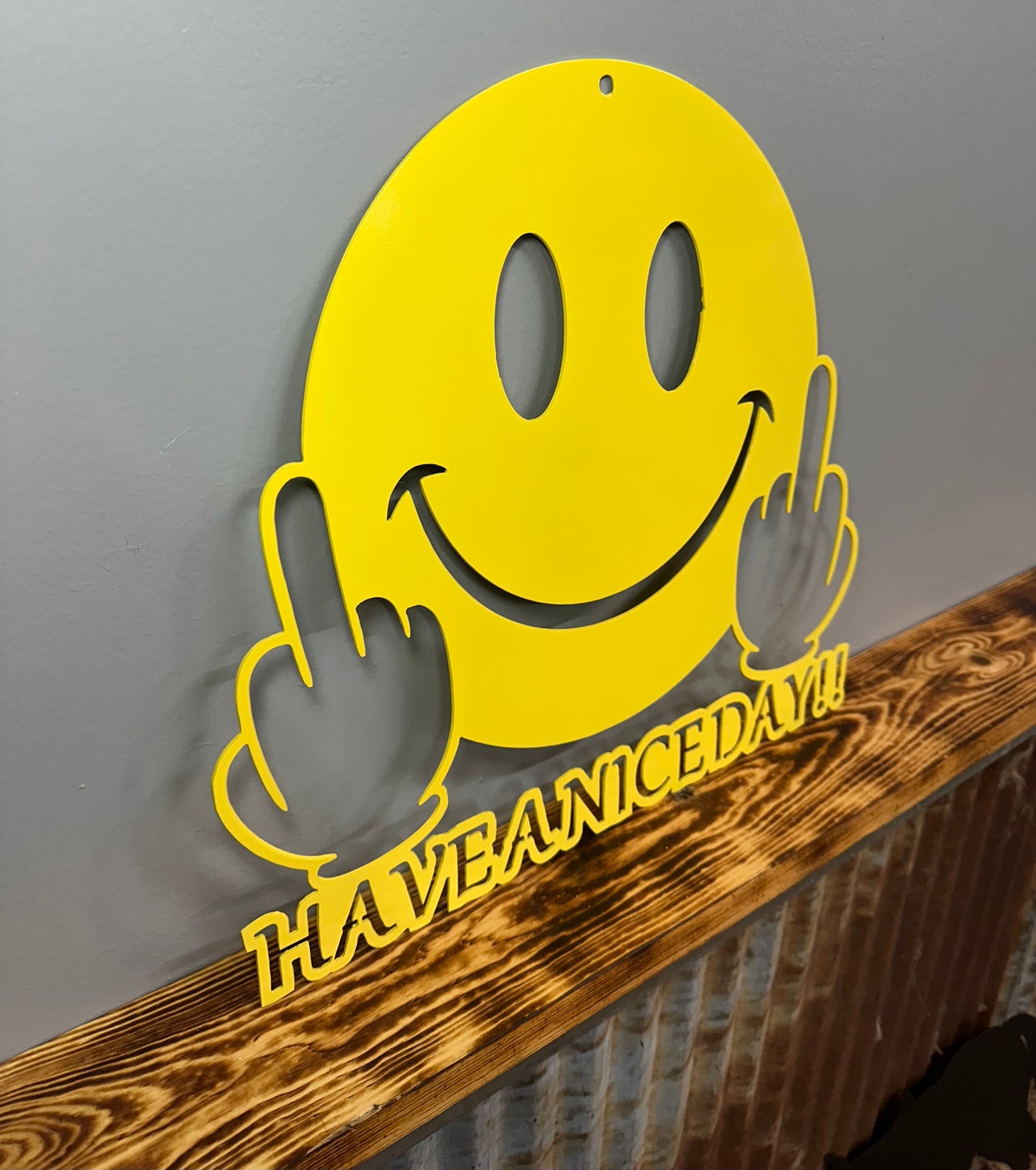 Have a Nice Day Middle Finger Metal Wall Art