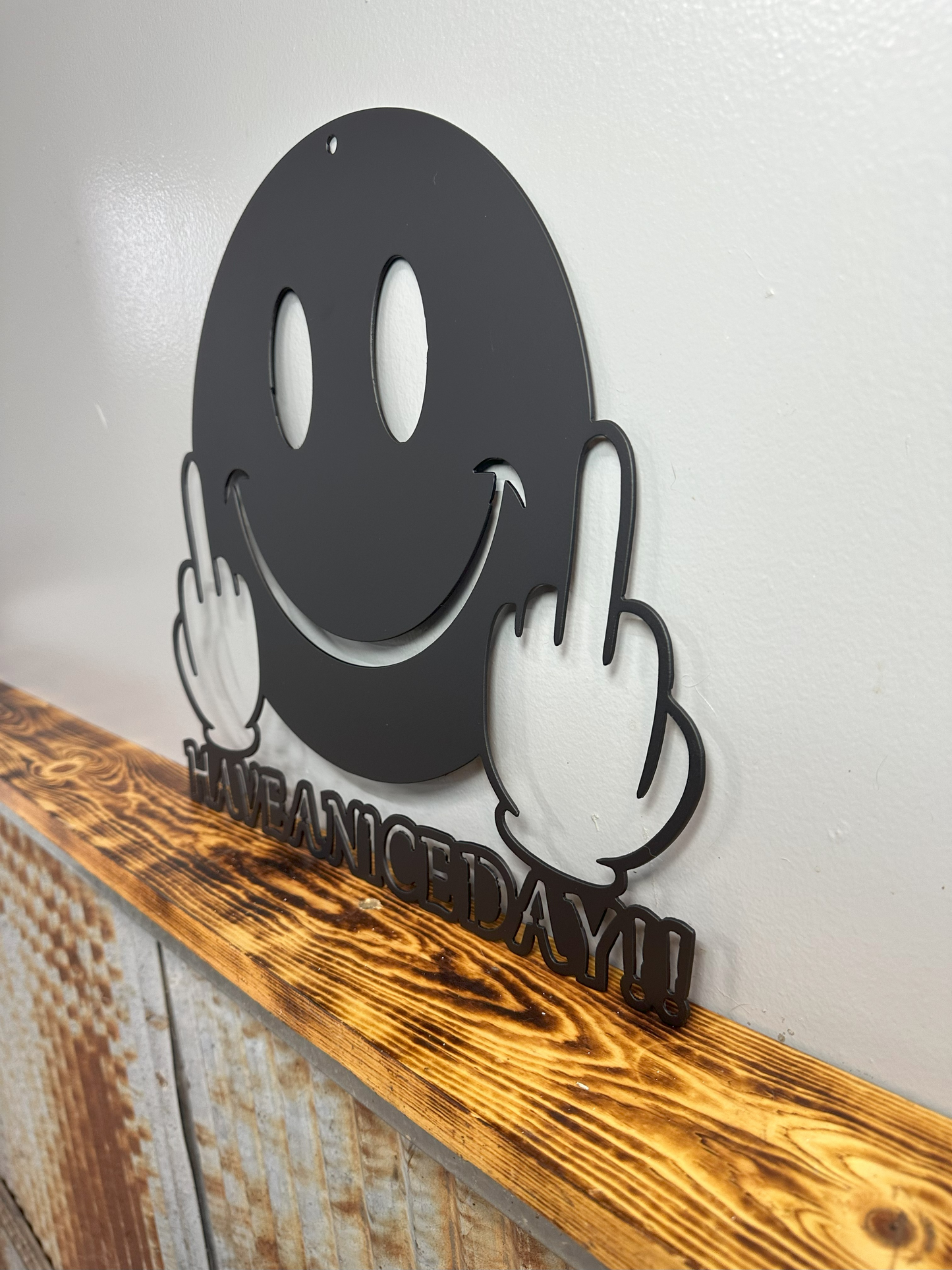 Have a Nice Day Middle Finger Metal Wall Art
