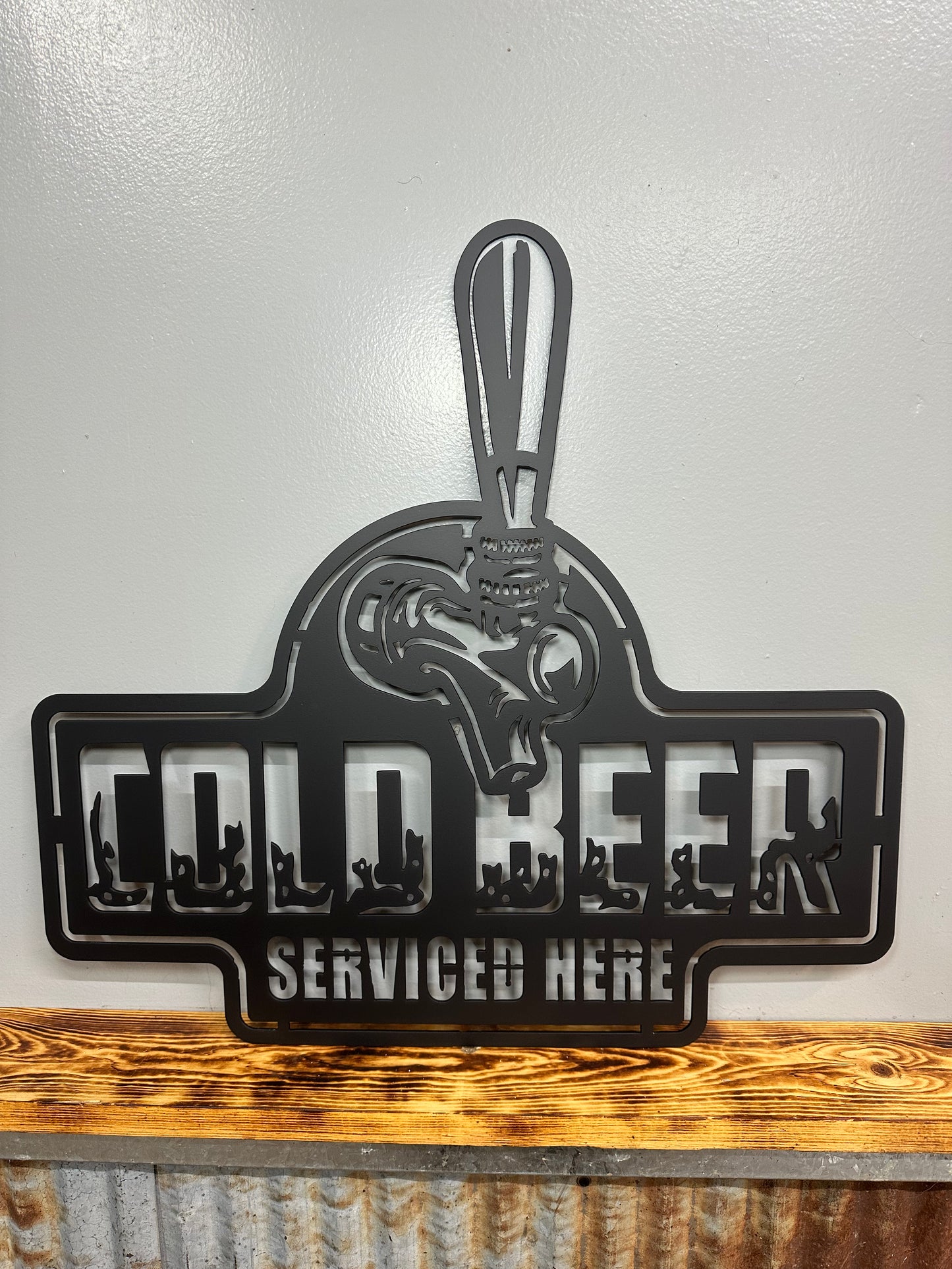 Cold Beer Serviced Here Metal Wall Art