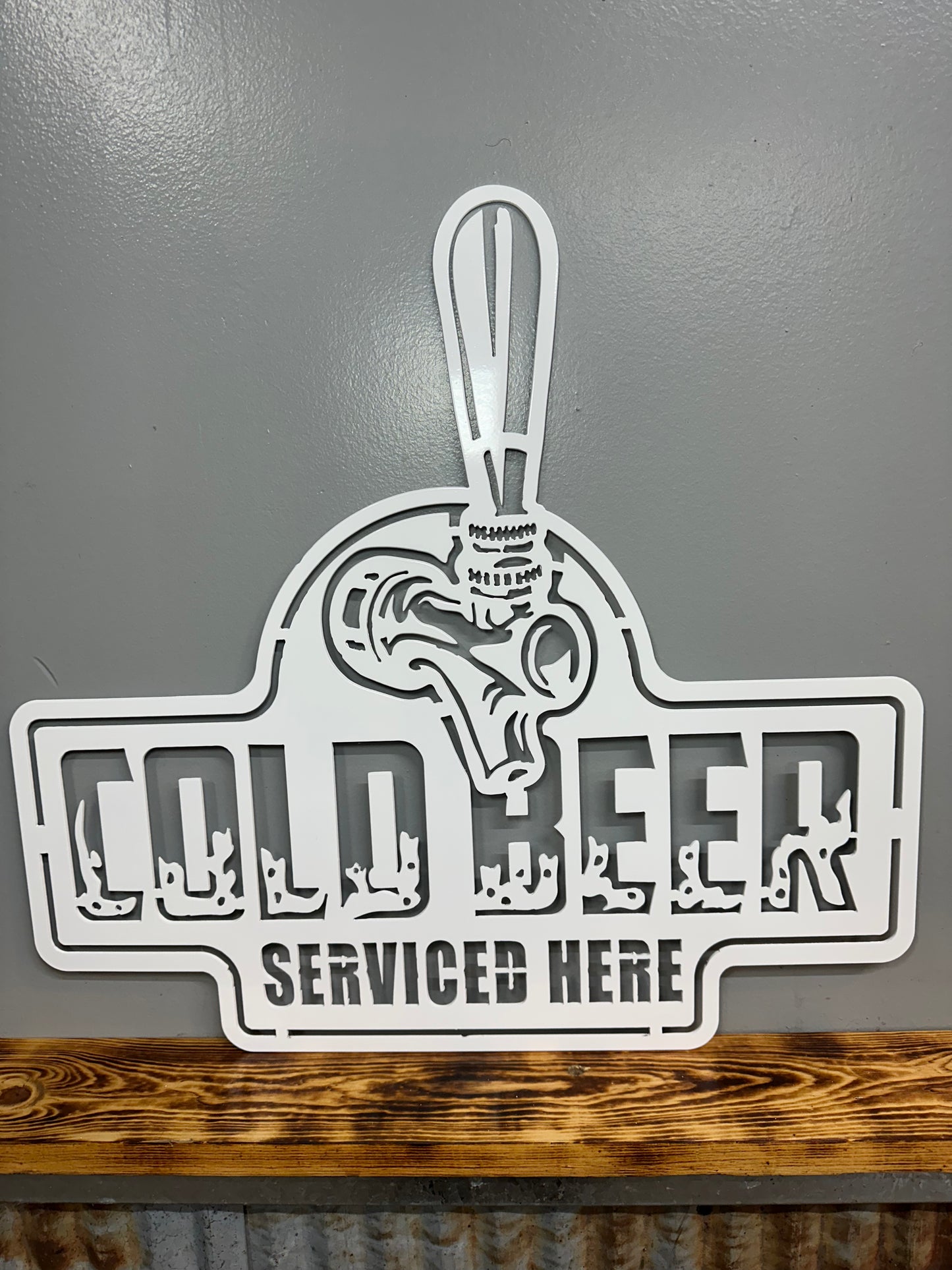 Cold Beer Serviced Here Metal Wall Art