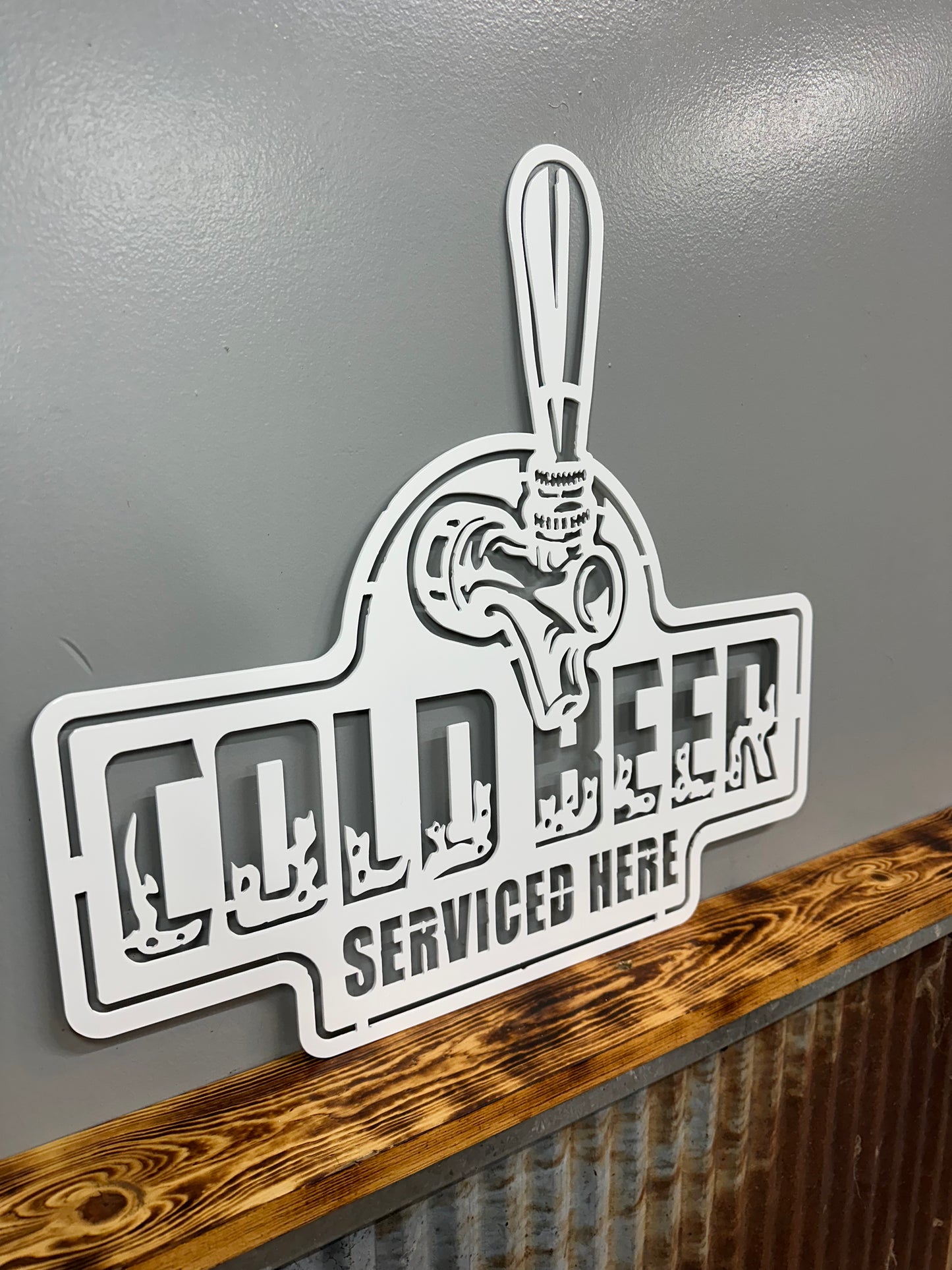 Cold Beer Serviced Here Metal Wall Art