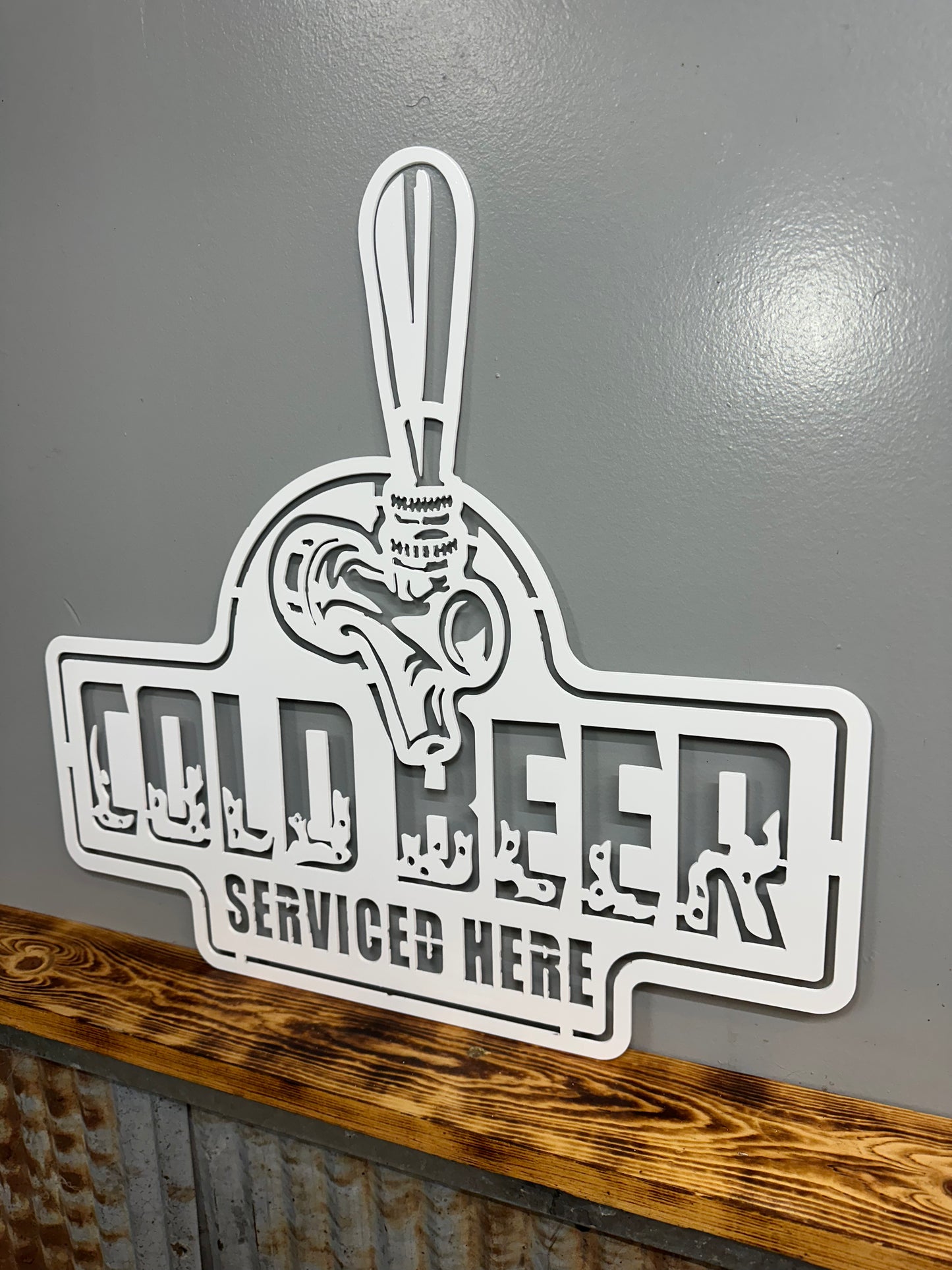 Cold Beer Serviced Here Metal Wall Art