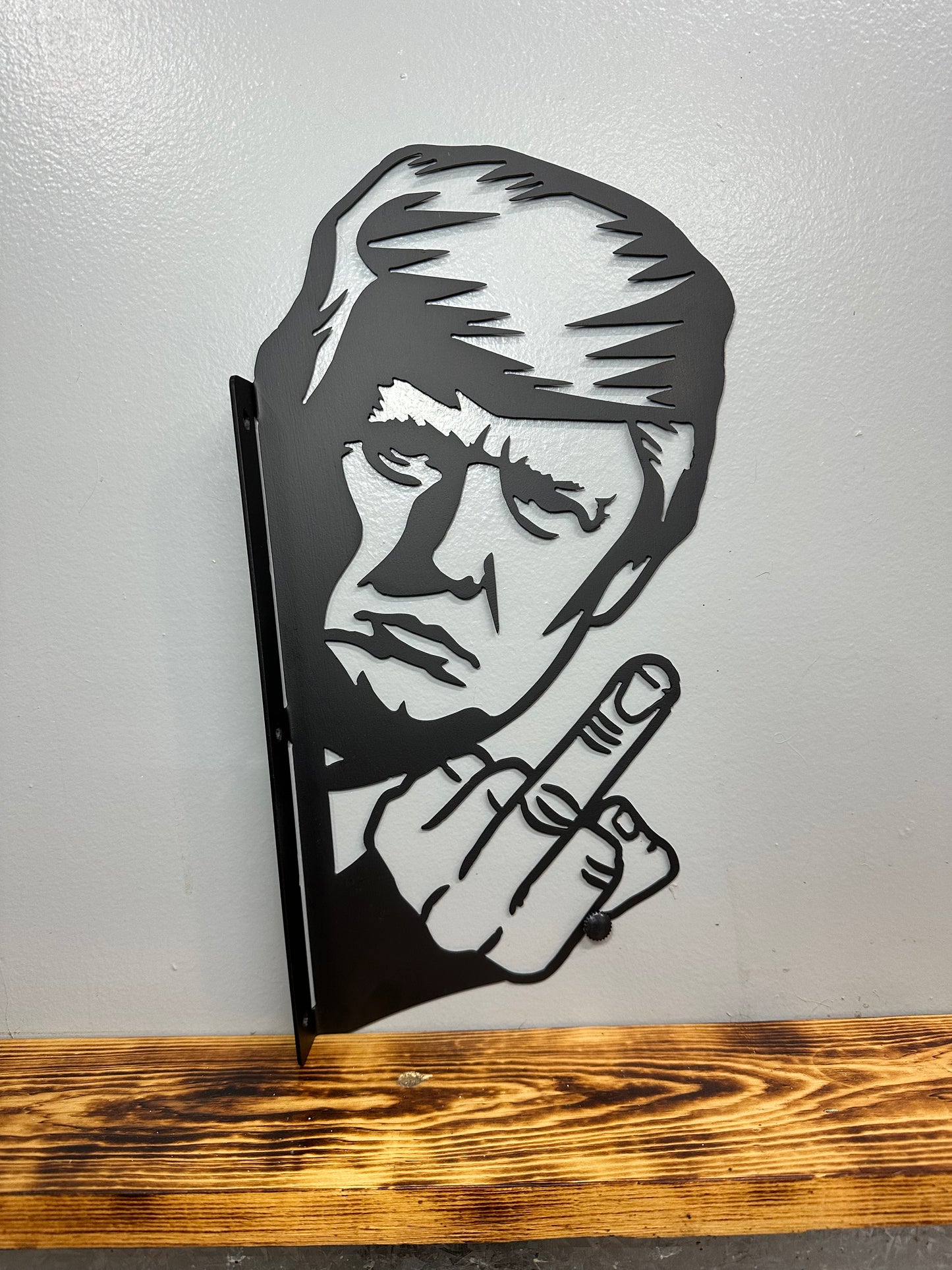 Trump Middle Finger Post Metal Sign