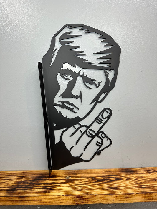 Trump Middle Finger Post Metal Sign