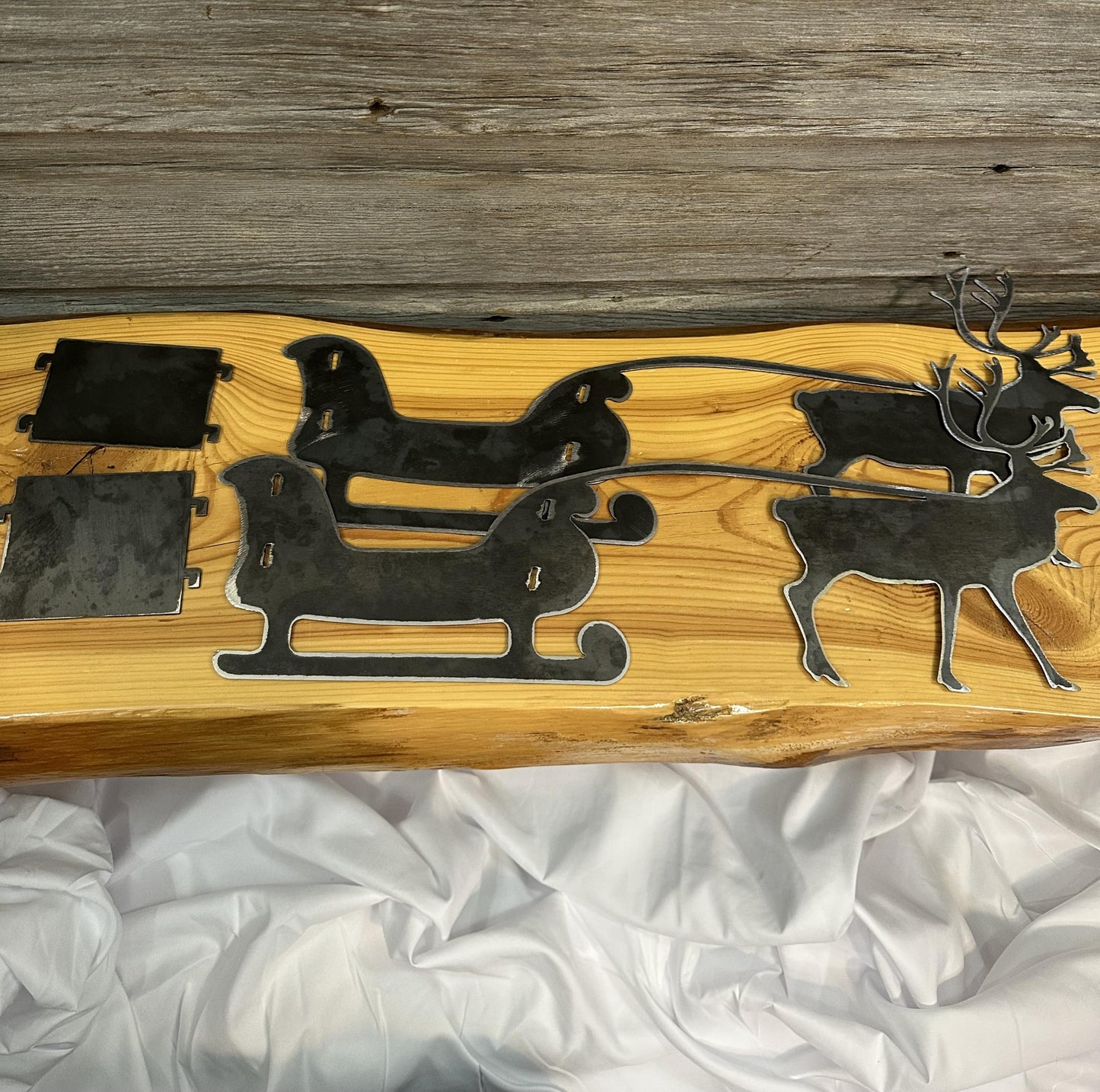 Sleigh and Reindeer 3D Metal Holiday Decoration