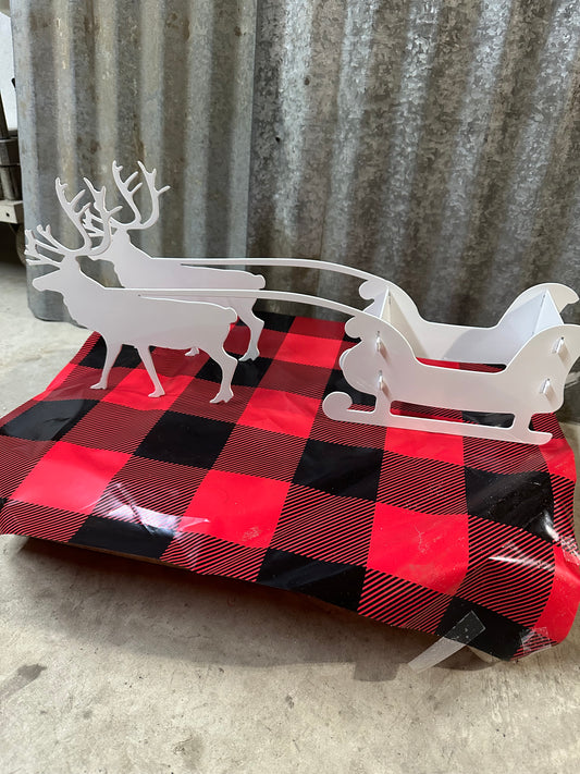 Sleigh and Reindeer 3D Metal Holiday Decoration