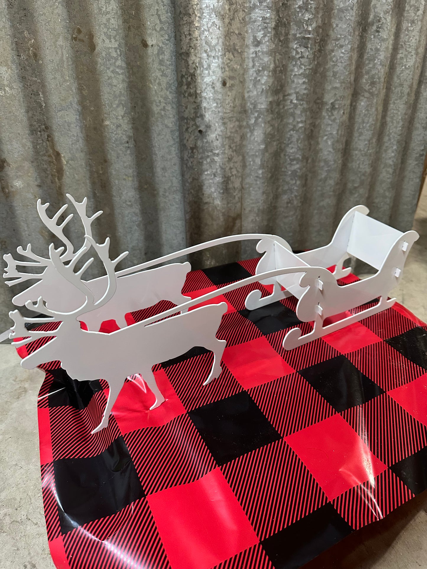 Sleigh and Reindeer 3D Metal Holiday Decoration