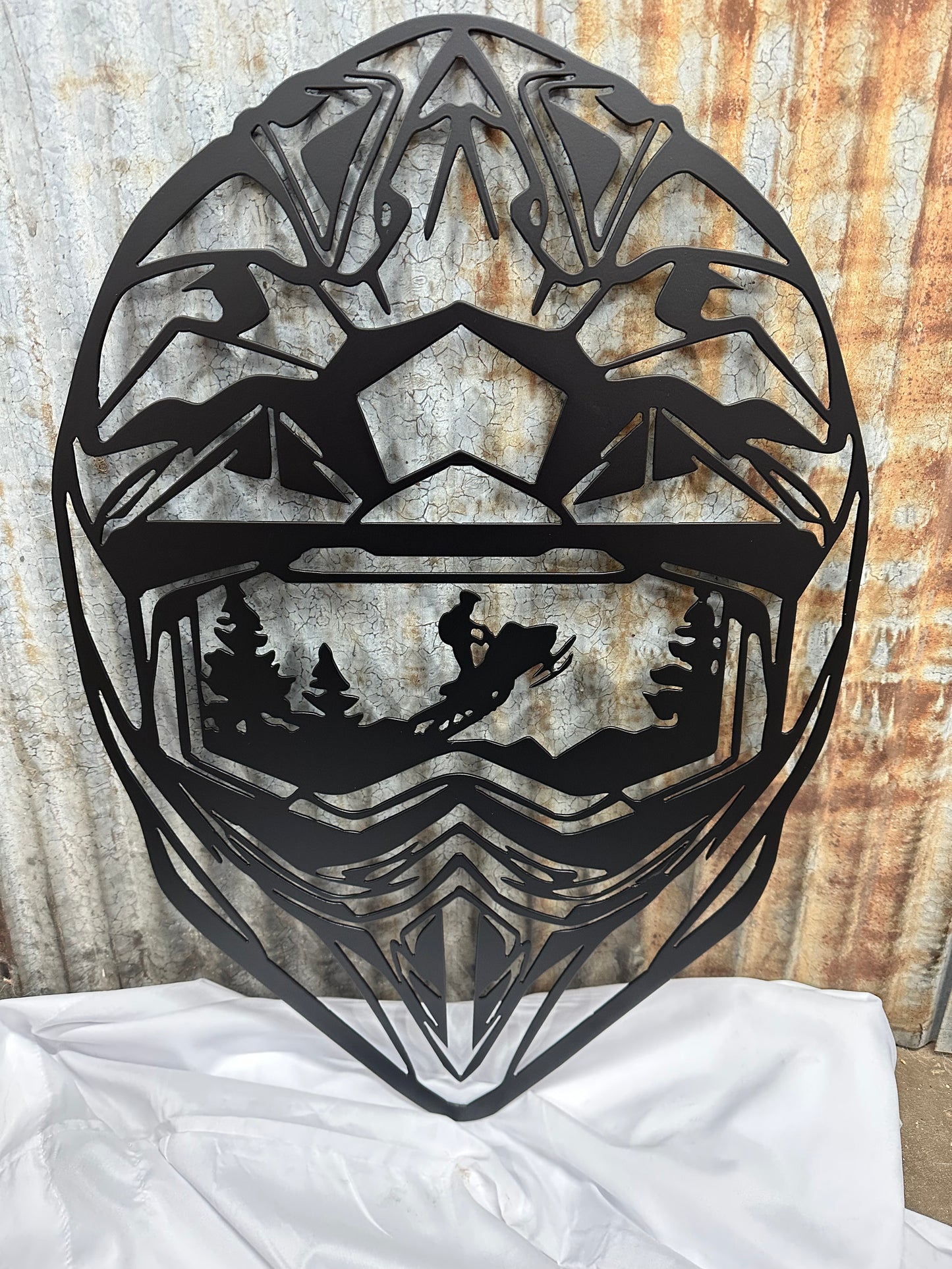 Snowmobile Helmet Metal Wall Art