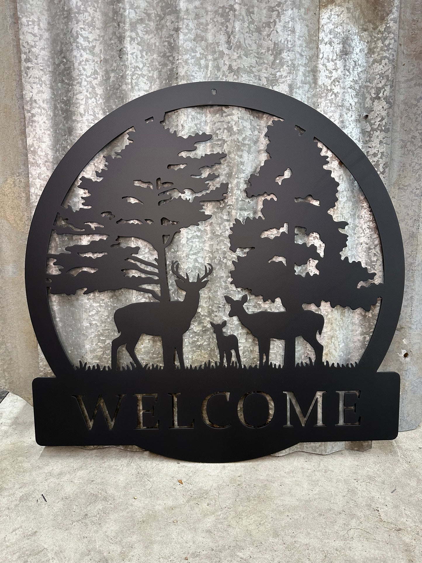 Metal Deer Welcome Sign