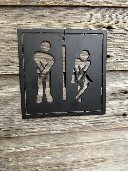 Bathroom Figurines for Restroom Metal Wall Art