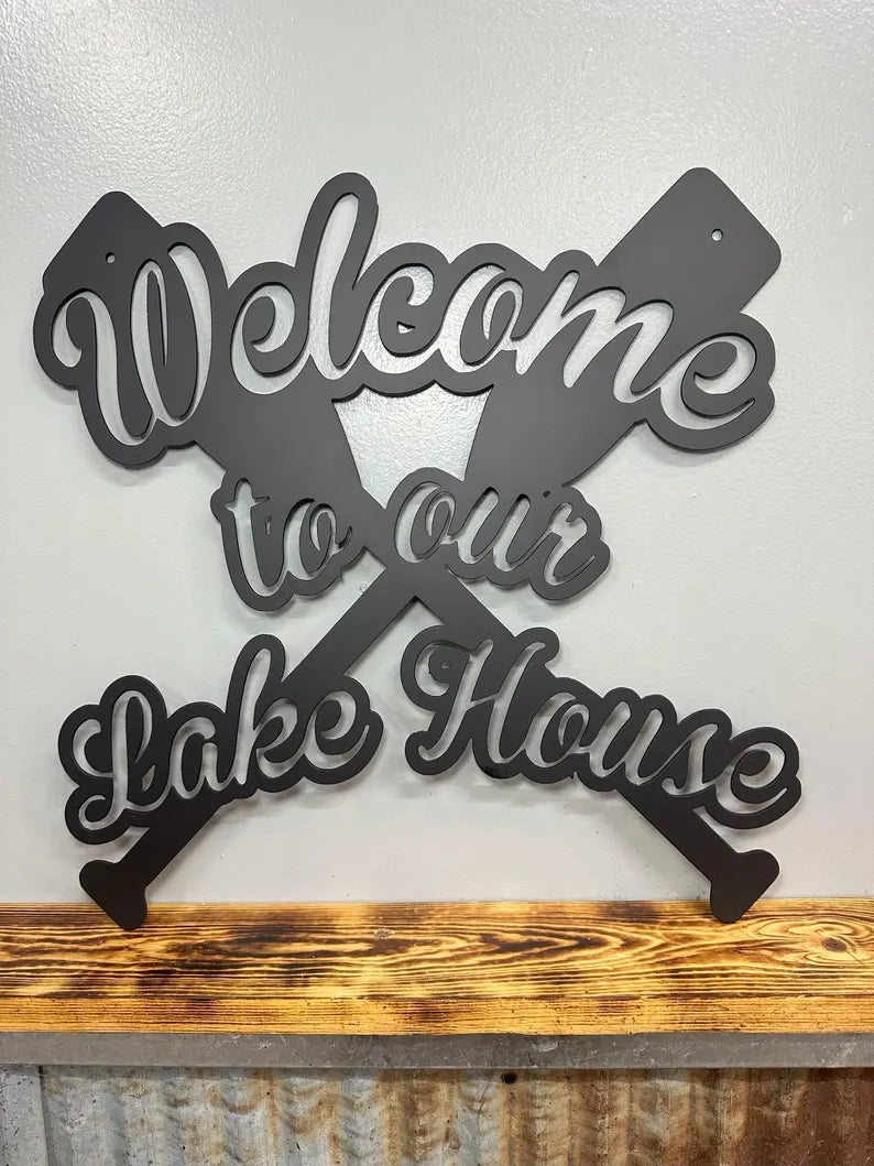 Welcome to our Lake House Metal Wall Art